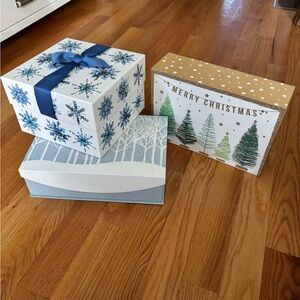 🟢HOLIDAY BOXES. Set of 3 large matching holiday theme holiday boxes.